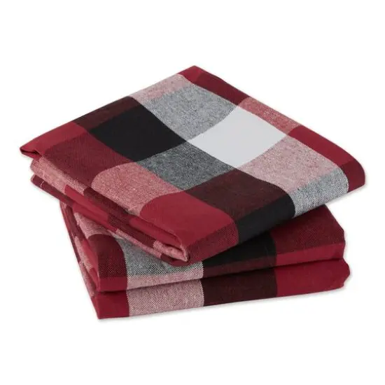DII&reg; Tri-Color Checkered Dish Towels, 3ct. Cardinal Red {6}