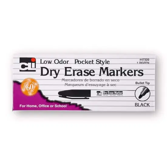 Charles Leonard Black Bullet Tip Dry Erase Markers, 3 Packs of 12 {4}