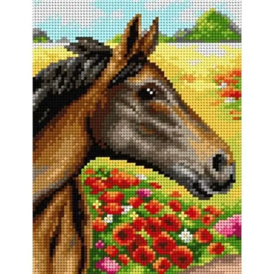 Orchidea Needlepoint Canvas For Halfstitch Without Yarn Horse On A Meadow - Printed Tapestry Canvas {1}
