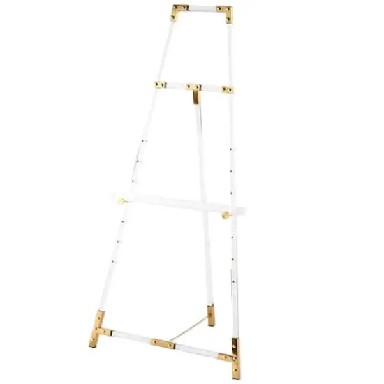 56.5" Clear Acrylic Plastic Adjustable 7-Tier Display Easel with Gold Accents & Chain Support {1}