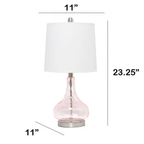 Lalia Home 23" Glass Table Lamp with White Fabric Shade Rose Quartz {4}