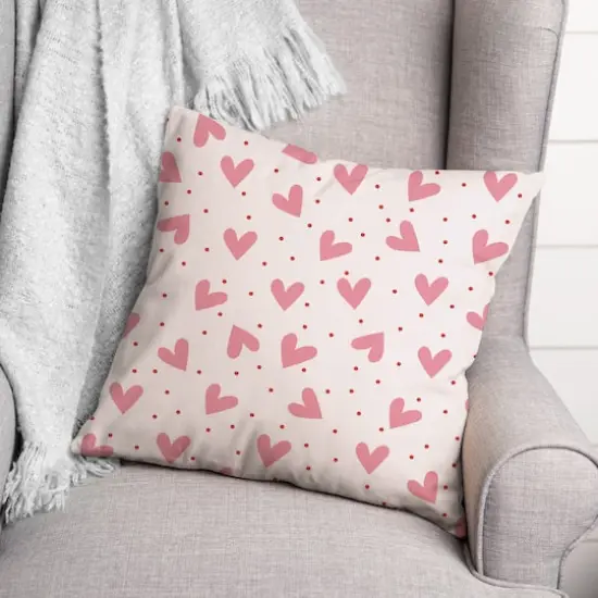 Heart Polka Pattern 18" x 18" Indoor / Outdoor Pillow {3}