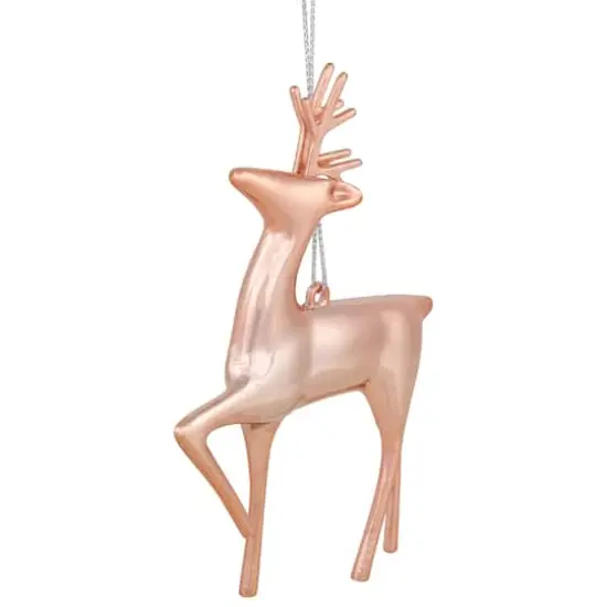 4.75" Shiny Rose Gold Reindeer Ornament {11}