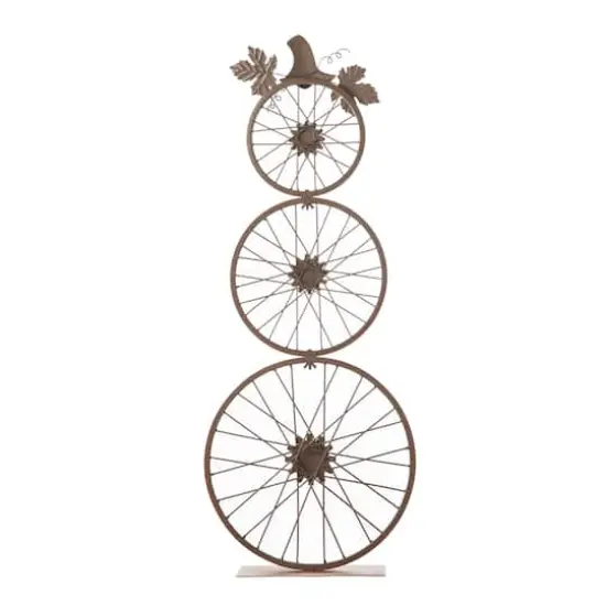 Glitzhome&reg; 33.25" Fall Metal Bicycle Wheel Pumpkin Porch D&eacute;cor {8}