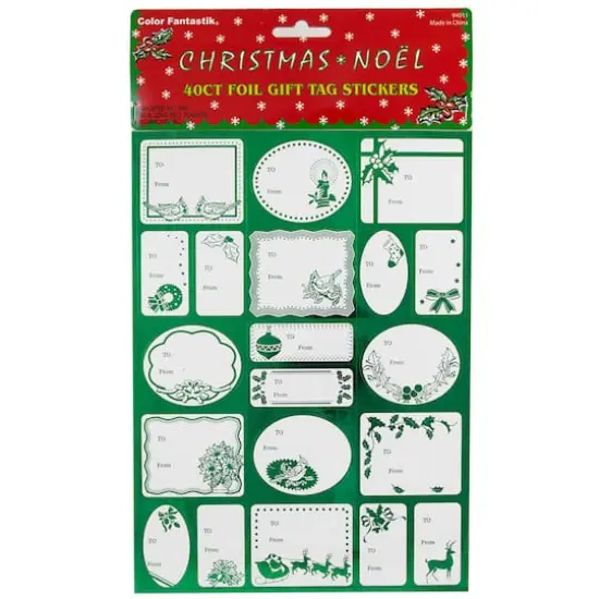 JAM Paper Green Foil Christmas Gift Tag Stickers {1}