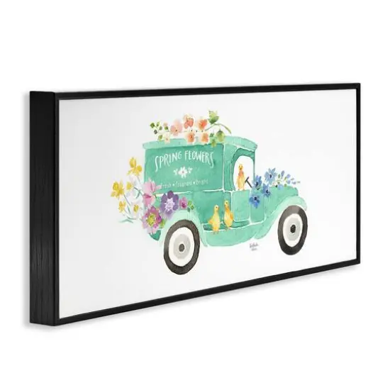 Stupell Industries Chicks Driving Spring Flowers Car Floral Blossoms Framed Giclee Art Black {4}