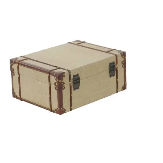 Beige Wood Vintage Trunk Set {5}