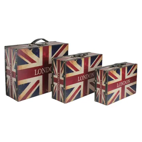 Rustic British Flag Wooden Storage Boxes Set {1}