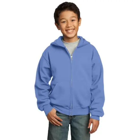 Port & Company&reg; Youth Core Fleece Full-Zip Hooded Sweatshirt Carolina Blue {4}