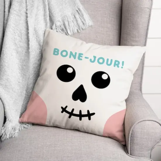 Bone-Jour! Throw Pillow {3}
