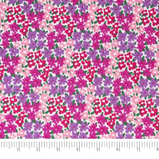SINGER Ditsy Purple Floral On White Cotton Fabric {4}