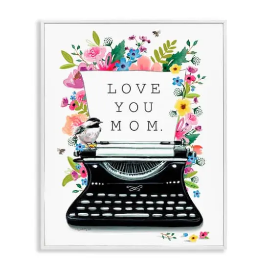 Stupell Industries Love You Mom Typewriter Framed Giclee Art White {1}