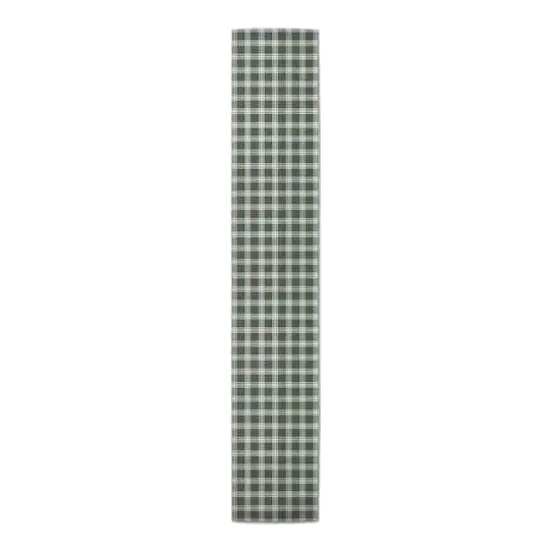 72" Plaid Hunter Green Cotton Twill Table Runner {1}