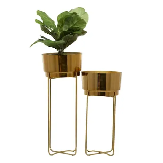 CosmoLiving by Cosmopolitan Contemporary Planter Stand Set Gold {5}