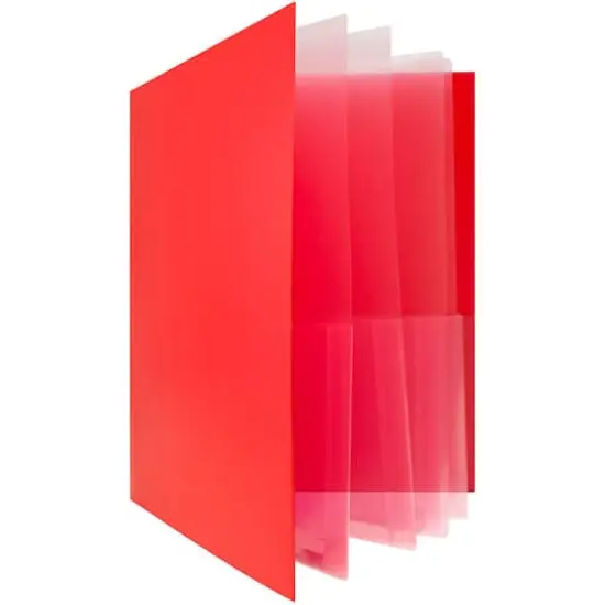 JAM Paper Heavy Duty Plastic 10-Pocket Folder, 2ct. Red {1}