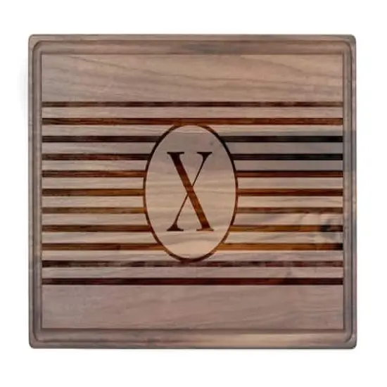 Stripe Monogram Walnut Cutting Board X {1}