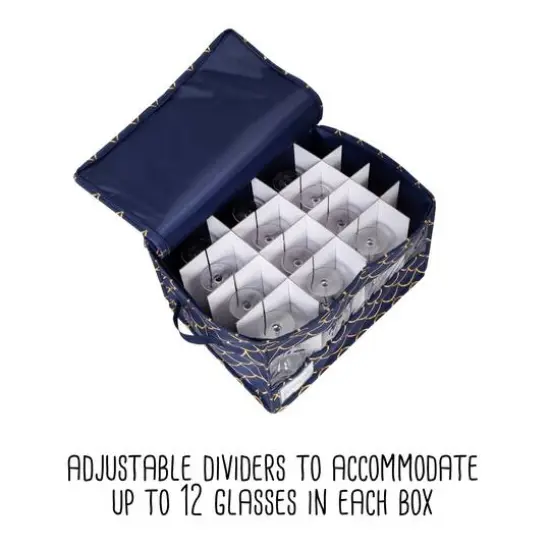 Honey Can Do Golden Scallop Print Stemware Storage Box Set {15}