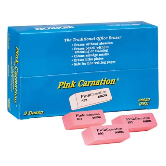 Dixon&reg; Pink Carnation&reg; Small Wedge Erasers, 36ct. {1}