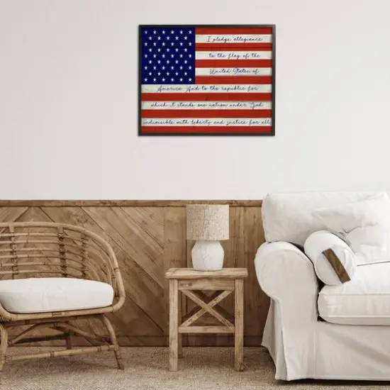 Stupell Industries Pledge of Allegiance Flag Framed Giclee Art Black {3}