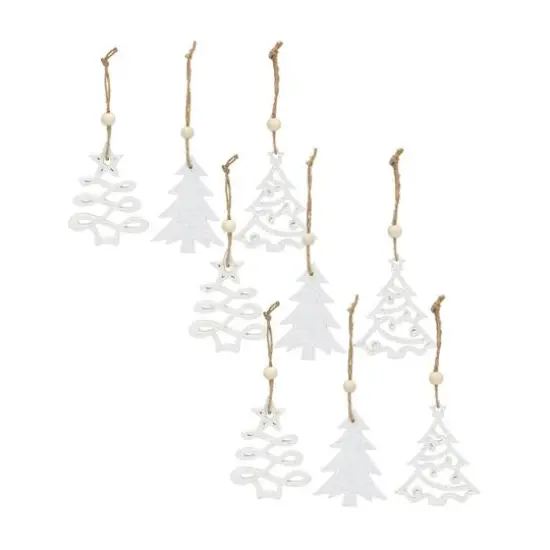 9 Pack 3" Glittery White Tree Ornaments {7}