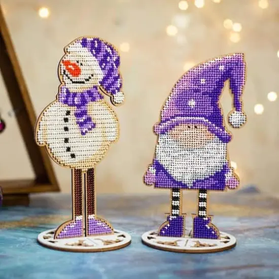 Wonderland Crafts Snowman Bead Embroidery on Wood Kit {9}