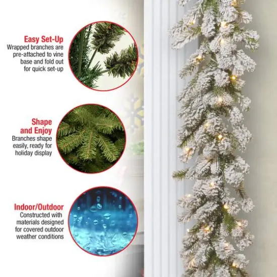 9ft. Snowy Sheffield Spruce Garland With Twinkly&trade; LED Lights {7}