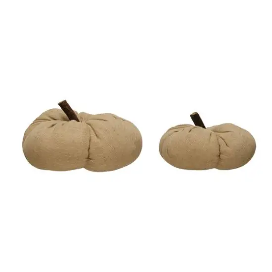Hello Honey® 7.75" Nutmeg Color Fabric Pumpkin with Wood Stem {4}