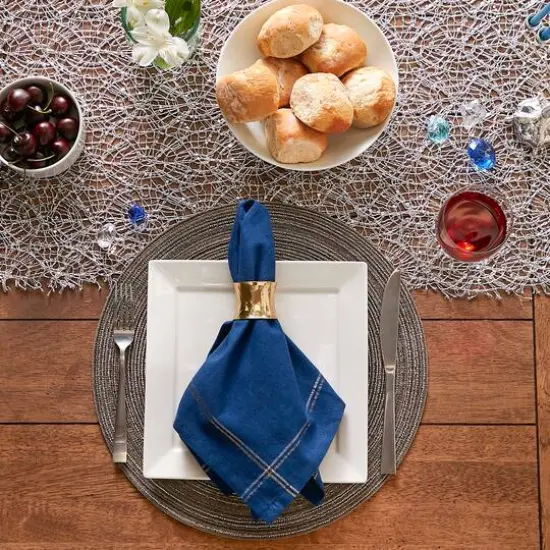 DII&reg; Blue with Silver & Gold Border Napkins, 6ct. {10}
