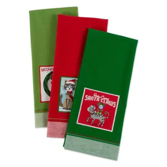 DII&reg; Christmas Kitty Embellished Dishtowel Set {5}