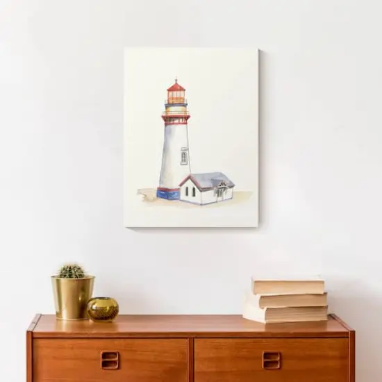 Watercolor Lighthouse 12" x 16" Canvas Wall Art {5}