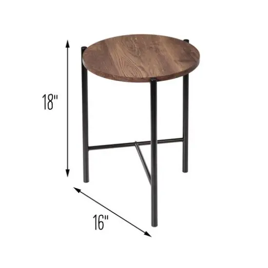 Honey Can Do Natural T-Pattern Base Round Side Table {8}