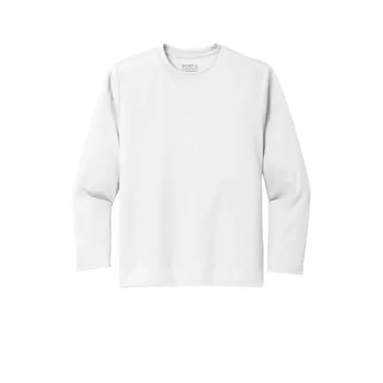 Port & Company&reg; Youth Long Sleeve Performance T-Shirt White {1}