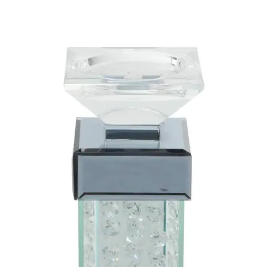 11" Clear Mirror Glam Candlestick Holder {3}