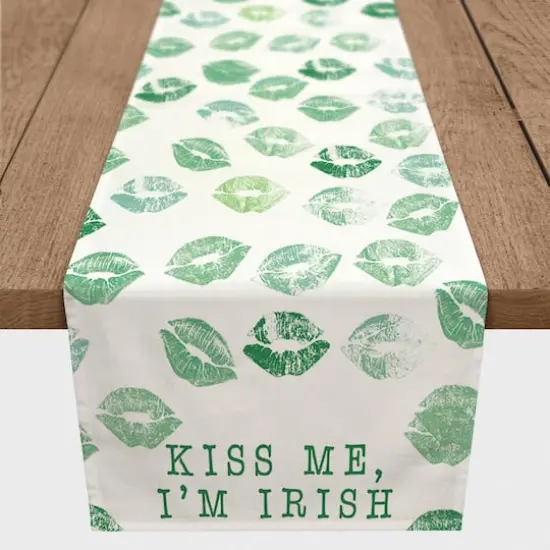 Kiss Me Irish Green Lips Short 16" x 72" Cotton Twill Runner {4}