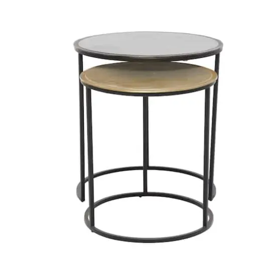20" Black Aluminum Industrial Accent Table Set {4}