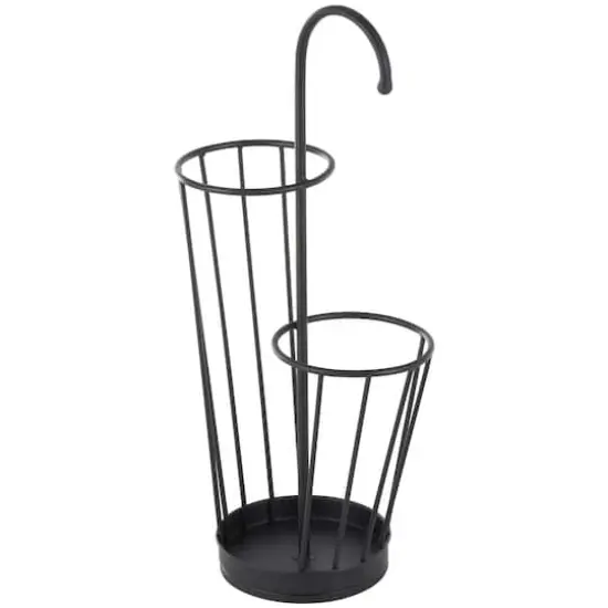 27" Metal Umbrella Stand with Handle Black {1}