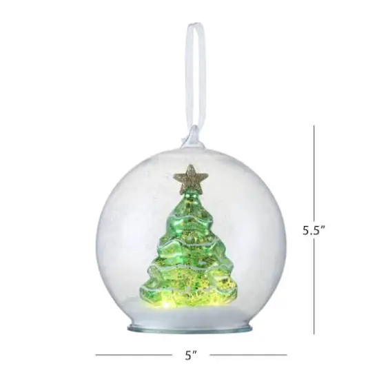 Green Mercury Glass Tree Globe Ornament {4}