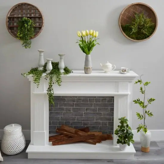 22" Yellow Dutch Tulip Arrangement in Gold Trim Stoneware Vase {5}