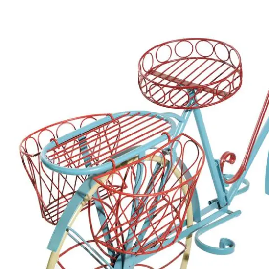 54" Turquoise Iron Vintage Plant Stand {8}