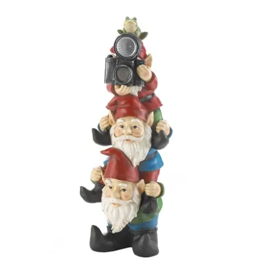 15.5" Stacked Gnomes Solar Figurine {1}