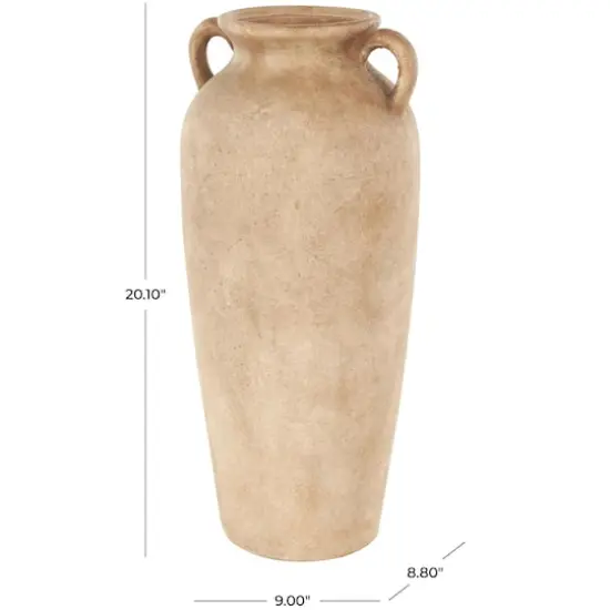 20" Brown Antique Ceramic Vase with Handles {8}