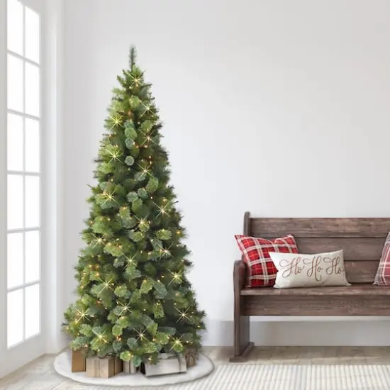 6.5ft. Pre-Lit Slim Portland Artificial Fir Tree, Clear Lights {4}