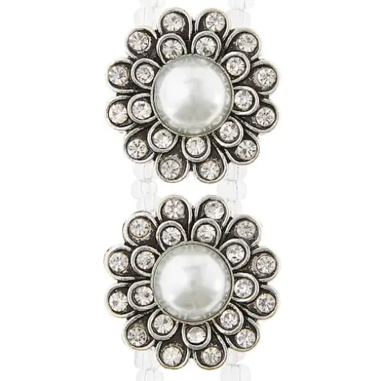 Silver Faux Pearl Flower Sliders, 25mm by Bead Landing&trade; {1}