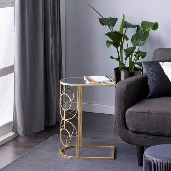 24" Gold Contemporary Metal Accent Table {8}