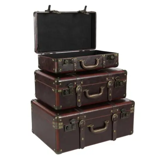 Brown Faux Leather Vintage Trunks, 3ct. {5}