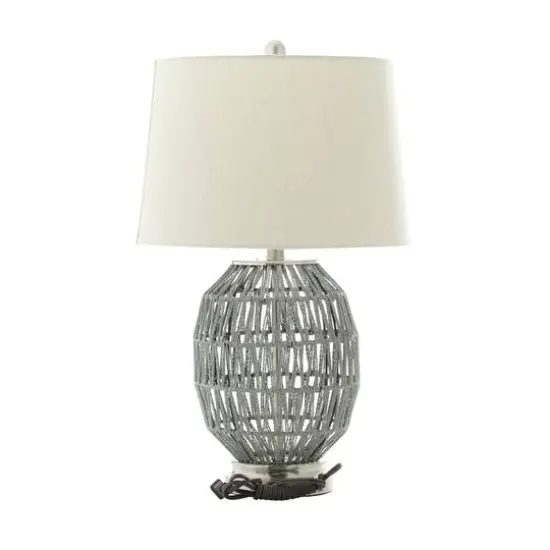 Grey Cotton Coastal Table Lamp, 25" x 15" x 15' {8}