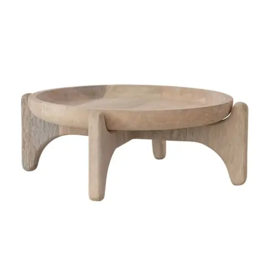 Hello Honey Round Wooden Platter with Stand, Natural {1}