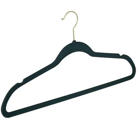 Simplify Slim Velvet Gold Hook Hangers, 25ct. Emerald {5}