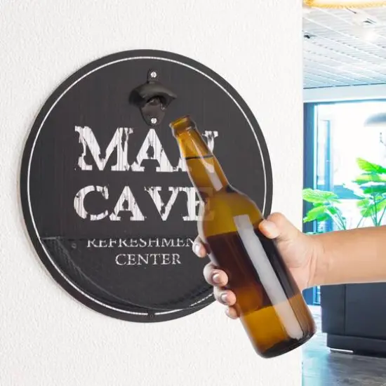 American Art D&eacute;cor&trade; Man Cave Bottle Opener & Cap Catcher Wall D&eacute;cor {3}