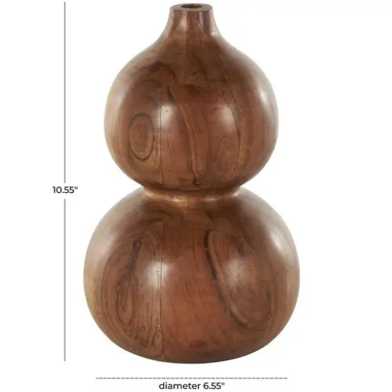11" Brown Wood Bubble Vase with Natural Wood Grains {8}